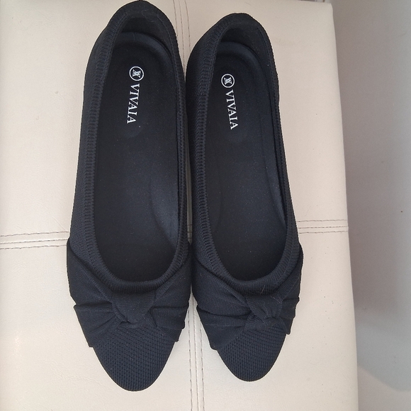 Vivaia Bibi Round-Toe Knotted Sustainable Ballet Flats In Deep Ebony Size 9.5 - Picture 5 of 9